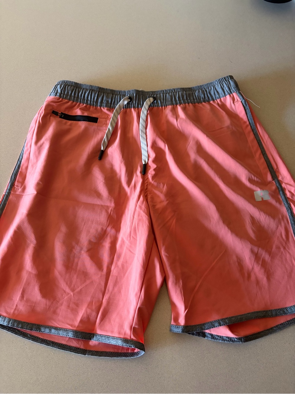 Russell Athletic Coral Swim Trunks with Gray Trim